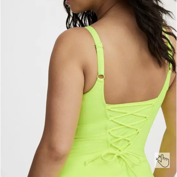 Torrid Acid Yellow Wireless Corset Back One-Piece Swimsuit Sz 4X - Picture 2 of 8